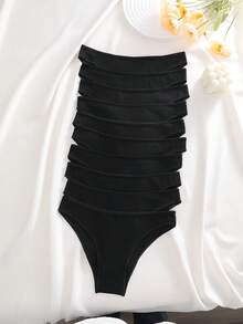 10条/套 纯色棉针织低腰三角裤，舒适休闲女士内裤 - 彩色 - 查看 5