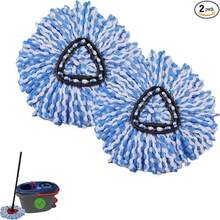2/3 Pack Spin Mop Replacement Heads, Triangle Microfiber Mop Head Refill For 2-Tank Spin Mop System, 360° Rotating Easy Wring Mop Replacement Head, Washable Floor Cleaning Mop Heads Blue & White - 2 vỏ bọc bằng vải - Xem 1