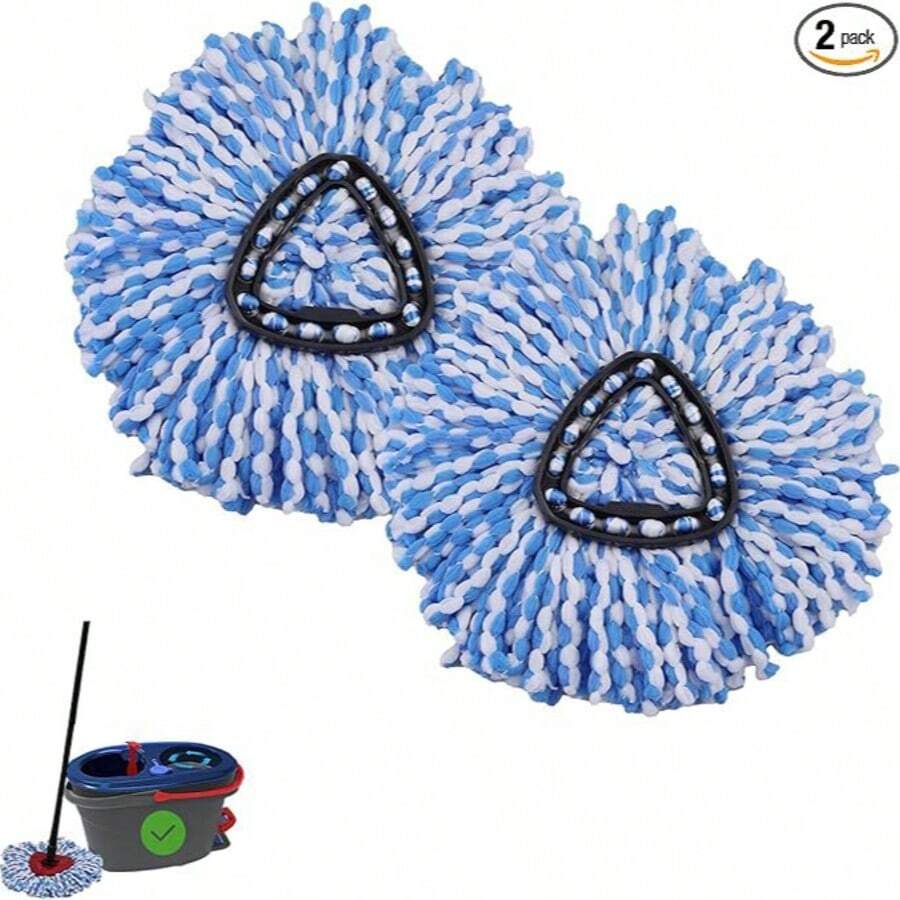 2/3 Pack Spin Mop Replacement Heads, Triangle Microfiber Mop Head Refill For 2-Tank Spin Mop System, 360° Rotating Easy Wring Mop Replacement Head, Washable Floor Cleaning Mop Heads Blue & White - 2 vỏ bọc bằng vải - Xem 1