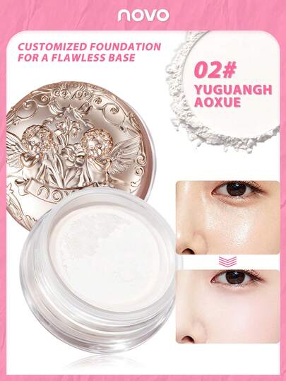 NOVO Polvo mate difuminador de poros, control de grasa y larga duración, acabado mate luminoso, adecuado para la moda Y2K, la moda elegante, los regalos de cumpleaños, el Día de San Valentín, las fiestas de carnaval, mejor color