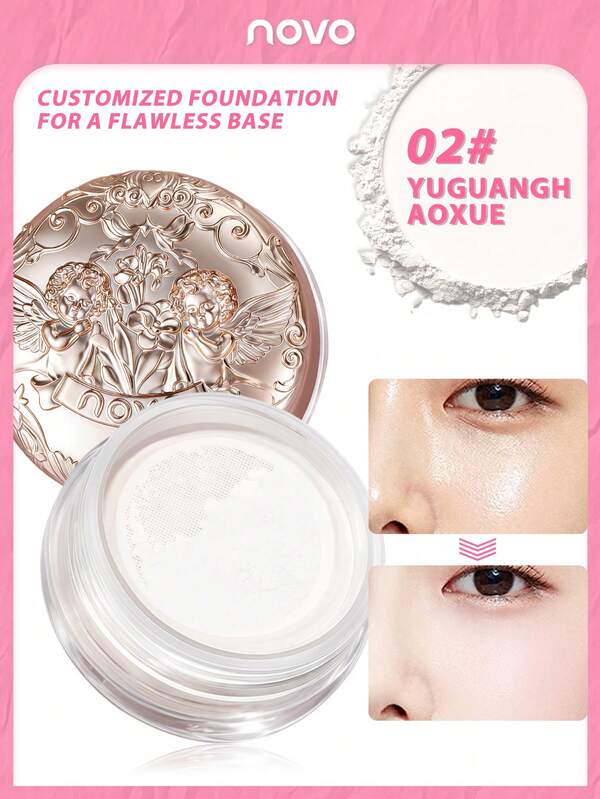 NOVO Polvo mate difuminador de poros, control de grasa y larga duración, acabado mate luminoso, adecuado para la moda Y2K, la moda elegante, los regalos de cumpleaños, el Día de San Valentín, las fiestas de carnaval, mejor color