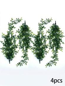 仿真盆栽植物，室内/室外悬挂式垂吊植物，仿真藤蔓植物，逼真仿真植物，适用于家居和办公室装饰，室内外花园架、墙壁、阳台、浴室、客厅装饰 - 墨綠色 - 查看 12