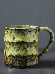 1pc 500ml Creative Crackle Glaze Large Capacity Hanging Ear Coffee Mug, High Temperature Ceramic Mug, Beer Mug, Breakfast Milk Cup, Large Capacity Crackle Glaze Water Cup, Ceramic Mug, Creative Coffee Cup, Ceramic Cup, Crackle Glaze Cup - Multicolor - View 5