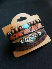 6 chiếc vòng tay denim cổ điển dành cho nam giới - Xanh đậm - Xem 6