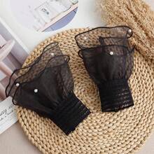 时尚薄纱袖口，饰以优雅蕾丝和仿珍珠，适合旅行和节日穿着。 - 多色 - 查看 10