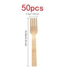 150 piezas/Set, 50 piezas/Set, 25 piezas/Set, 10 piezas/Set Juego de cubiertos de ensalada de bambú natural, vajilla occidental, cuchillo, tenedor y cuchara de bambú, de alta calidad, para bodas y fiestas, aperitivos, estilo rústico, utensilios de picnic naturales - Bambú - Ver 22