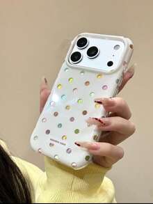 Ốp điện thoại phong cách Hàn Quốc Ins mạ vàng chấm bi nhiều màu sắc, tương thích với iPhone 17 Pro Max, 16 Pro, 14 Pro mới, 15 Pro Max, 13, ốp bảo vệ chống rơi bằng silicon. - Nhiều màu - Xem 2