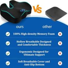 Seat Cushion Gel Chair Cushions Office Chair Cushions Anti-Slip Bottom And Removable Cover Tailbone Pain Relief Cushion Memory Foam Seat Cushion For Office Wheelchair Car Black - 黑色 - 查看 4