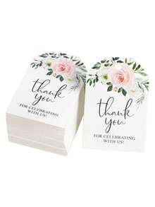 Thank You Tags, 100 PCS Flower Personalized Gift Tags For Wedding, Bridal Showers, Party Gift Wrapping (5 X 7.5cm/1.9 X 2.9in) - View 6