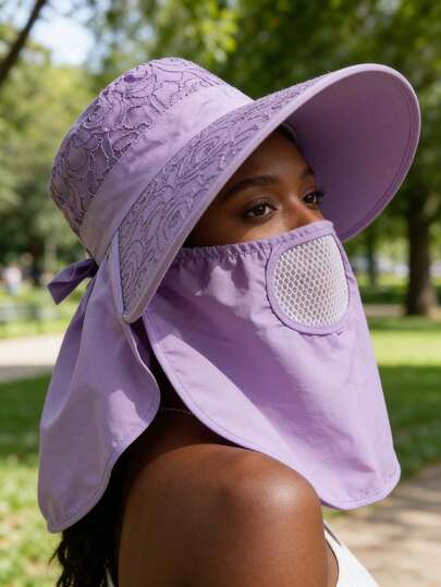 1pc Women's Wide Brim Sun Hat, Foldable UV Protection Beach Hat For Summer Outdoor Vacation