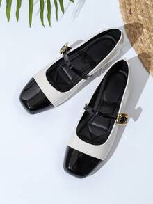 JiaYunNvXie Zapatos tipo Mary Jane vintage con correa, zapatos planos de cuero pequeños de talla grande para uniforme - Chantilly - Ver 3