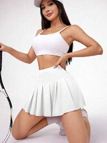 Women's High-Waisted Ruffled Short Skirt For Fitness, Gym, And Comfort In Supplex Fabric - White - View 5