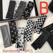 3/8/12条装黑白优雅节日礼品围巾，140厘米长围巾，窄款围巾，女士节日围巾，波点格子缎带发带，发带/腰带 - 多色 - 查看 8