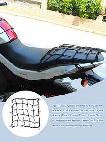 Jaring Kargo Elastis Universal, Jaring Bungee Tugas Berat dengan Pengait, Penyimpanan Helm & Bagasi yang Aman untuk Sepeda Motor, Skuter Listrik, Sepeda & Mobil, Mudah Dipasang & Elastis, Ideal untuk Perjalanan, Komuter & Petualangan Luar Ruangan, Pengatur Bagasi Kendaraan Serbaguna - A - View 3