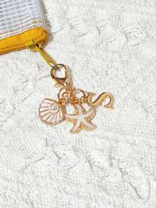 1 Bohemian-Style Golden Letter Keychain With Shell And Starfish Decorations, A-Z Letter Options-Perfect For Holiday And Beach Themes. Ideal Gift Or Decoration For Backpacks, Purses, And Handbags! A Great Gift For Friends, Classmates, And Loved Ones,Easter, Mother'S Day, Independence Day, Wedding Season, Graduation Season Gifts - View 14