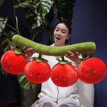 可爱逼真水果毛绒长抱枕玩具，卡通草莓、柠檬、苹果、番茄软垫，适用于家居、卧室、沙发，儿童生日礼物，新年派对装饰 - 彩色 - 查看 10