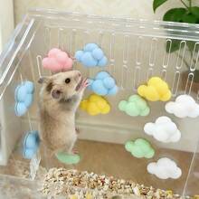 12 piezas Accesorios para jaula de hámster con forma de nube de colores, incluyendo plataforma de escalada y escalera - Diseño de múltiples capas adecuado para hámsters, lagartos, arañas y otras mascotas pequeñas, marco de escalada decorativo para terrario de vidrio, agregando diversión de escalada y escondite a la jaula - Ver 7
