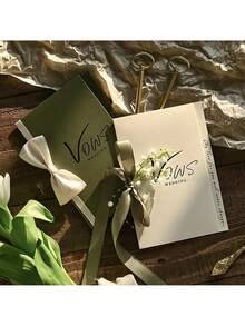 4张婚礼誓言卡，简约DIY新郎新娘告白笔记本，铃兰婚礼誓言卡，附赠笔和钥匙扣 - 手写新婚誓言小册子，主题派对，节日庆典，婚礼季 - 多色 - 查看 4