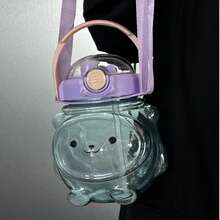 BENNY 1000ml Cute Bear Shaped Kids Water Bottle,Dual Lids (Straw & Sip), Detachable Strap &Handle, Leakproof | Eid Gift, Ramadan Special, Back To School, Christmas, Birthday Present For Boys Girls - Multicolor - View 16