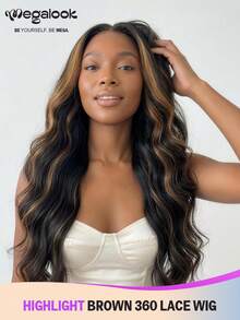MEGALOOK Upgrade 360 Lace Frontal Wigs Highlight Brown Color Body Wave Lace With Drawstring Cap 100% Human Hair 18-30 Inch 180% Density Glueless Wigs Transparent Lace Frontal Wig Free Part - SNATURAL/30 - View 2