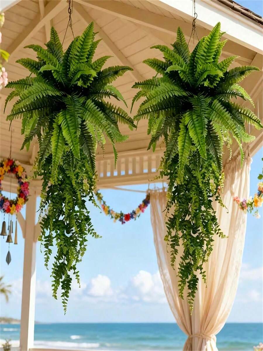 优雅仿真热带雨林蕨类植物，逼真绿色，绿叶繁茂，适合室内/室外装饰，可用于花园、露台、客厅、玄关等场所。是情人节、毕业典礼、复活节、新年、斋月、母亲节、婚礼、派对等场合的理想礼物。可自行造型，是春季室内装饰、节日装饰和室内外地面景观设计的完美之选。 - 彩色 - 查看 1
