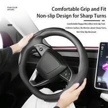 Nappa Leather Car Steering Wheel Cover, Anti-Slip Breathable Ultra-Thin, Suitable For Tesla, Audi And Other Models - Multicolor - View 1
