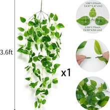 2件装人造悬挂植物，室内/室外仿真绿植藤蔓，装饰花环，适用于墙壁、家居、厨房、客厅、办公室（不含篮子） - 綠色 - 查看 10