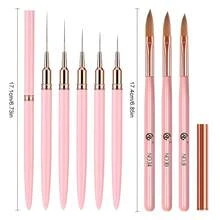 3支水晶凝胶美甲刷 + 5支勾线刷，刷毛柔软顺滑，适合专业美甲师和初学者居家使用。 - 粉色 - 查看 5