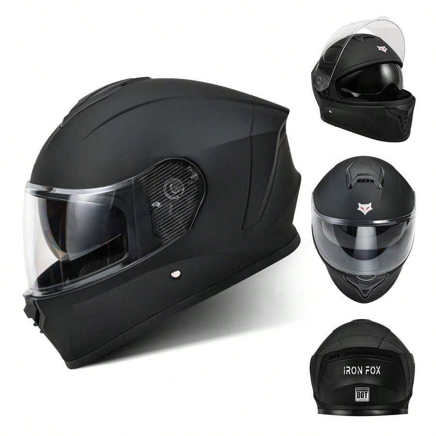 Casco Motocicleta Integral Con Visera Doble Certificado Dot - Acabado negro mate - Ver 1