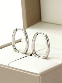 1 Pair/3 Pairs Geometric Elliptical Hoop Earring Minimalist Geometric Metal Earrings, Daily & Party Wear Gift For Her & Daily Styling - Multicolor - View 6