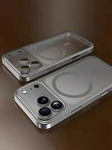 Luxury Matte Semi-Transparent Magnetic Phone Case Compatible With IPhone 17ProMax, 17Pro, 17Air, 17 Pro Max, 16, 15, 14, 13 Pro Max, Supports Magnetic Wireless Charging, Shockproof Phone Protective Cover - Silver - View 6