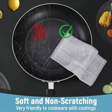 FANG 60pcs Dishcloths, Multipurpose Wire Miracle Cleaning Cloths, Wire Washing Cloth, Non Scratch Wire Dishcloth, Wire Miracle Cleaning Pads, Reusable Wire Dishwashing Rags For Wet And Dry Dish, For Kitchen, Sinks, Pots, Pans, Metal, Dishes - Khăn lau chén bằng dây bạc - Xem 7