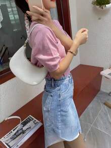 Crescent-Shaped Fashionable High-End Women's Shoulder Handbag, Underarm Bag, Small Women's Bag, Women's Underarm Bag, Summer Crescent-Shaped Shoulder Handbag, Crescent-Shaped Ins-Style High-End Women's Essential Travel Bag - Multicolor - View 3