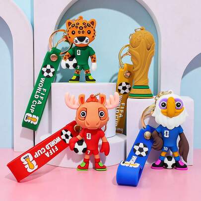 4PCS FIFA2026 World Cup Mascot Keychain - 3D Pendant - Hanging Piece - Eternal Collectible - High-Quality Silicone Craftsmanship - Durable Design; Suitable For Backpacks, Handbags, Keys And Wallets  Casual    ABS