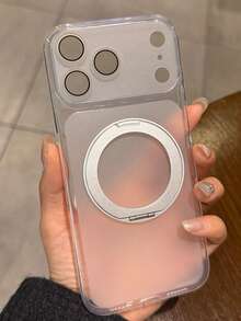 Minimalist Ice Feel Matte Transparent 360 Magnetic Bracket Holder Case Compatible With IPhone 17 Pro 17 16 Pro Max 16 Pro 16 15 Pro Max 15 Pro Max 15 Pro 15 14 Pro Max 14 Pro 14 13 Pro Max 13 Pro 13 12 Pro Max 12 Pro 12 11 Clear Camera Lens Protector Shockproof Cover - Matte White - View 3