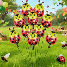 10pcs 41cm Mini Cute Ladybug Cartoon Aluminum Foil Balloons, Suitable For Summer Party Decoration - View 4