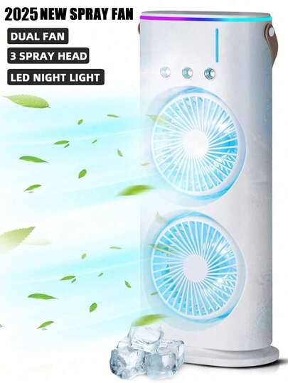 Portable Misting Fan With 3 Wind Speeds, 3 Nozzles And Colorful Night Light, Misting Cooling Fan