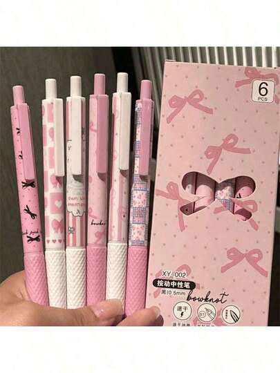 1pc Pink Bow Quick Dry Gel Pen, 0.5mm Fine Tip, Smooth Writing, Suitable Office & Classroom Supplies, Teens Adults Home Office Family Education Classroom Writing Writing Writing Special Universal Writing Pen Final Exam
