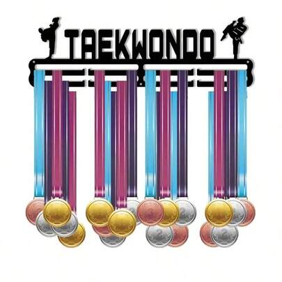 1 szt. Regulowana metalowa tablica do ekspozycji medali, z haczykami na medale i uchwytami na wstążki – Oszczędność miejsca, Nadaje się do nagród taekwondo, medali sportowych, osiągnięć akademickich – Łatwa instalacja, Nie wymaga narzędzi, Nadaje się do siłowni, dojo