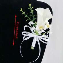 Realistic Touch, Suitable For Bride, Bridesmaid Wedding, White Calla Lily & Tulip Handmade Artificial Bridal Bouquet, Wedding Accessory - White - View 7
