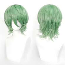 FULCRUM Heat-Resistant Synthetic Green Wig, Suitable For Parties, Halloween, Christmas, Costume, Masquerade Ball, Unisex - Mint Green - View 9