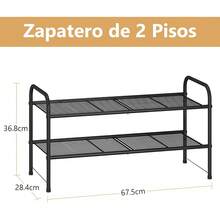 Zapatero de Metal de 2 Niveles, Zapatera, Ahorro de Espacio y Estante versátil, Organizador de Zapato para Almacenar y Guardar Los Zapatos para Entrada,Puerta,Dormitorio,Guardarropa - Zapatero de 2 niveles - Ver 3