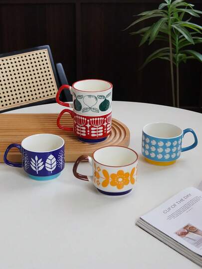 1 chiếc cốc sứ kiểu Bắc Âu họa tiết chim bồ câu và hoa, cốc cà phê chấm bi hình quả táo, cốc xếp chồng họa tiết trái cây tinh tế, thích hợp trang trí nhà cửa, phòng khách, phòng ngủ, dùng làm đồ uống cho tiệc mùa hè, quà tặng, đồ trang trí ngày lễ.