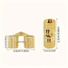 Concealed Hinge - Set Of 4 1cm/0.39inch Concealed Brass Barrel Hinge, 180 Degree Opening Angle Concealed Furniture Hinge For DIY Jewelry Box Handmade - A - View 7