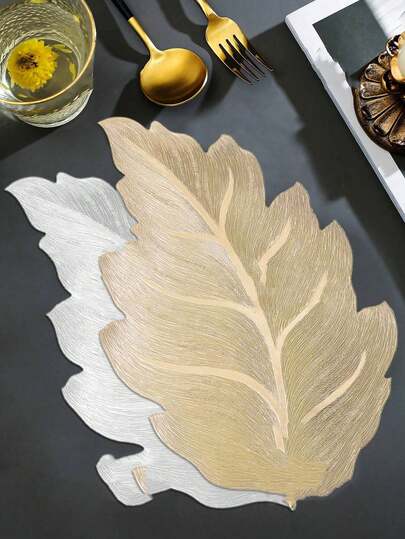 2/4/6pcs Gold Leaf Placemats, Made Of (PVC) Hollow Foil Material, Washable, Easy To Clean, Wipe-Able, Non-Slip, Heat-Resistant, Suitable For Room Decor, Dining Table Decor, Home Decor, Party Decor, Suitable For Holidays, Parties, Gatherings, Birthdays, Weddings, Gifts, Dinners, Outdoor, Picnics