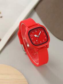 10只装女士礼品硅胶手表，时尚休闲方形表盘石英腕表组合套装（不含表盒） - 彩色 - 查看 13