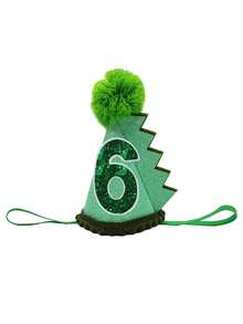 Handmade Felt Cartoon Dinosaur Green Birthday Hat, Birthday Costume Headwear, Handpasted 1-9 Number Birthday Party Hat - Green - View 7