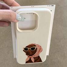 1 pieza Funda de teléfono de material TPU con estampado de perro con gafas de moda, cuadrada, compatible con iPhone 17 Pro Max/17/16 Pro Max/15/13/12/11, S20 FE/A15/S24/A55, Note 11/Note 12/Note 13 Pro, cobertura completa, protección suave anti-caídas - Blanco - Ver 3