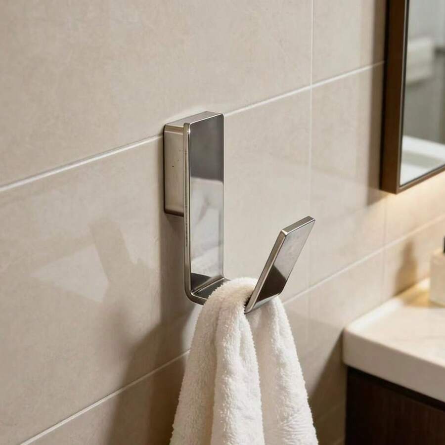 304 Stainless Steel Glossy Single Hook, Sturdy, Elegant, Corrosion-Resistant, Suitable For Bathroom, Hotel, Etc., Electroplated Process, ISO 9001 - Silver - View 1