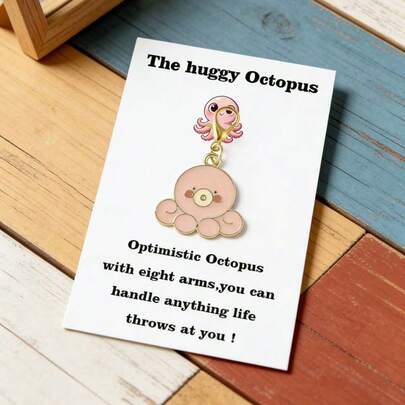 1 pieza/3 piezas Llavero de pulpo rosa mini con apoyo emocional positivo y tarjeta divertida, regalos de cumpleaños para amigos, mejores amigas y colegas